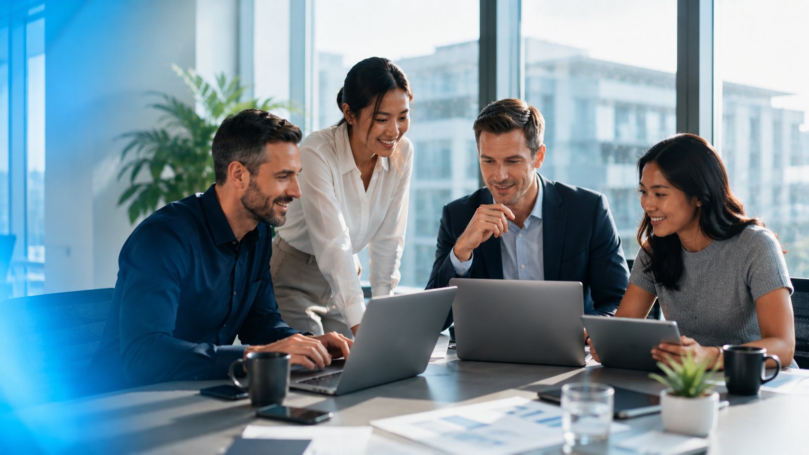 Análisis de SEO y datos en oficina moderna